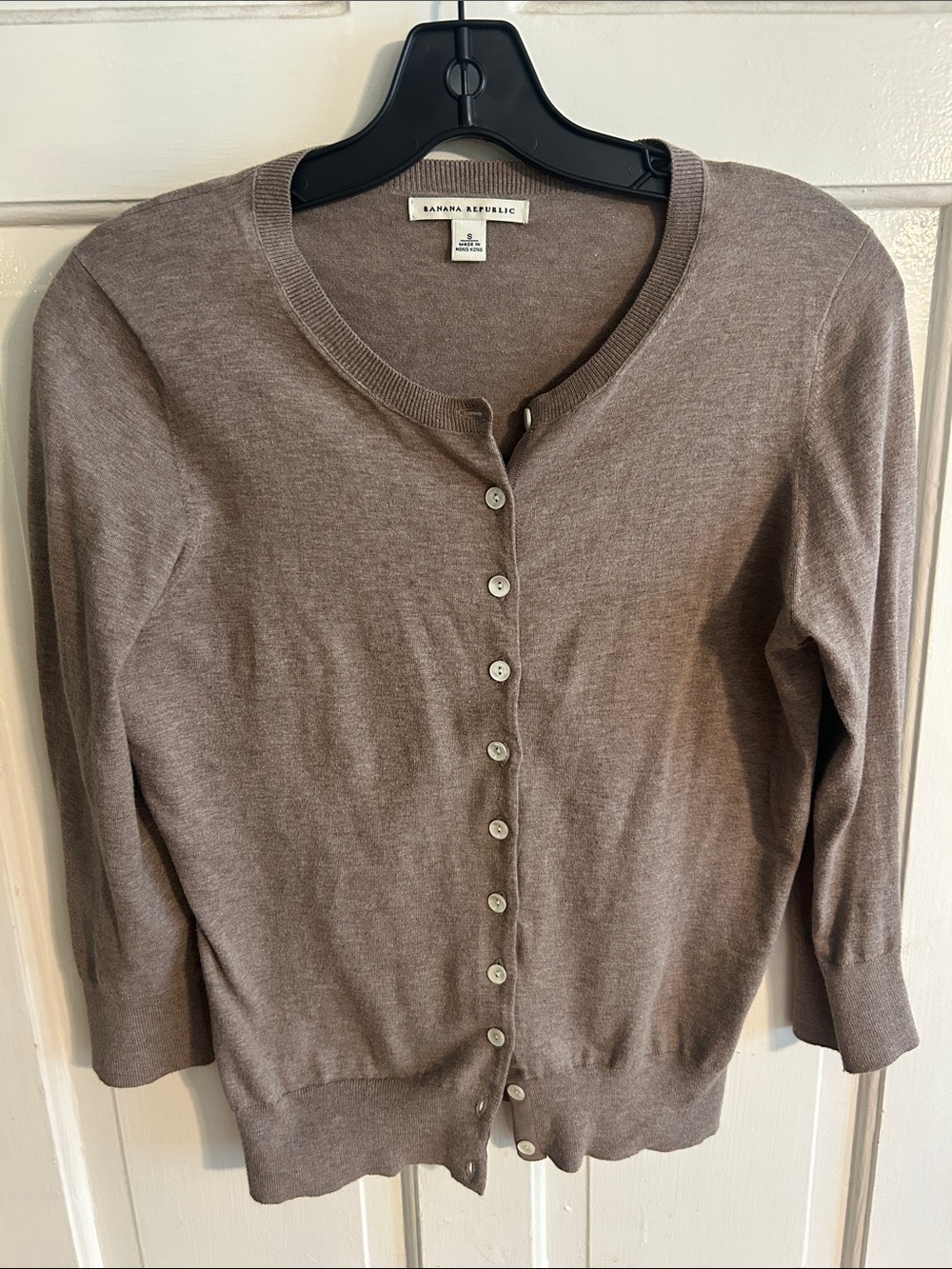 Banana Republic Light Brown Button-Front Cotton Cardigan